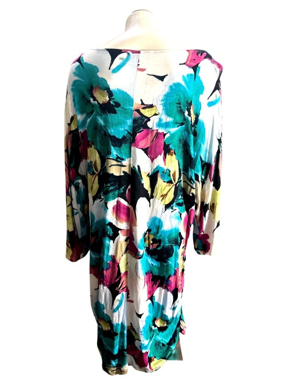 Liz Claiborne Plus Size 3X Bright Floral Print Dress Loose Fit Vibrant Colors - Picture 4 of 9